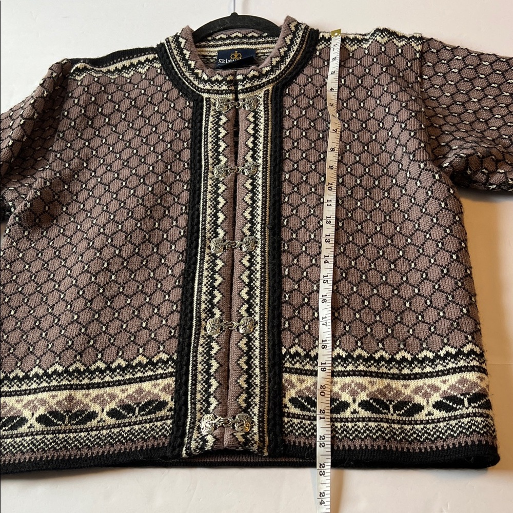 Skjaeveland Norwegian Telemark Style Pure New Wool Knit Cardigan PinkBrown M EUC - Picture 5 of 8